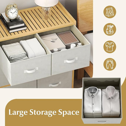 LOKO Fabric Dresser with 6 Drawers, Modern Storage Tower with 6 Folding Fabric - Image 6