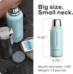 BOBBER 34 oz Stainless Steel Travel Thermos for Hot and Cold Drinks – Dishwasher Safe Metal Water Bottle with Cup Lid – Keeps Hot for 48 Hours – BPA-Free, Vacuum Insulated (Light Blue)