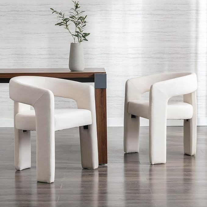 RIVOVA Modern Barrel Dining Chair, Linen Upholstered Accent Side Chair - Image 3