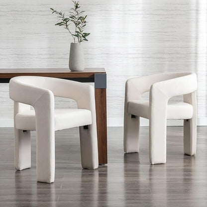 RIVOVA Modern Barrel Dining Chairs Set of 3, Linen Upholstered Accent Side Chair - Image 7