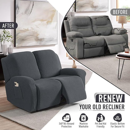 TAOCOCO Recliner Loveseat Slipcover, 6 Pieces Dual Recliner Sofa Covers - Image 5