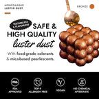 MONÉGASQUE Bronze Edible Glitter for Drinks 15g – Edible Glitter for Cakes & Cocktails – Luster Dust for Cakes, Drinks, & Chocolate Decorations – Halloween Cake & Drink Shimmer - Copper Powder Spray