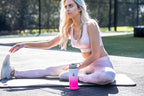 HYDRO CELL Stainless Steel Insulated Water Bottle with Straw - For Cold & Hot Drinks - Metal Vacuum Flask with Screw Cap and Modern Leakproof Sport Thermos for Adults (White/Pink 18oz)