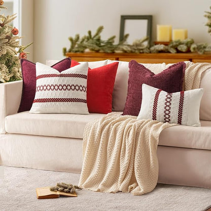 MIULEE Decorative Couch Throw Pillow Covers 18x18 Inch Burgundy Red 2 Pack | - Image 5