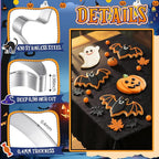 3 Pcs Large Halloween Cookie Cutters Set 7.5 Inch Extra Large Pumpkin Bat Ghost Shapes Stainless Steel Metal Giant Cookie Cutters Molds for Halloween Day Baking Party Kitchen Accessories