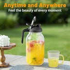 64oz Glass Pitcher with Lid-2 Quart, Leak-Proof Wide Mouth Jar with Pouring Airtight Lid, Heavy Duty Glass Mason Jar Pitcher, Ideal Container for Water, Juice, Milk and Drinks Storage