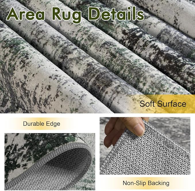 2x6 Ft Washable Runner Rug, Non-Slip Low Pile Hallway Kitchen Area Rug - Image 6