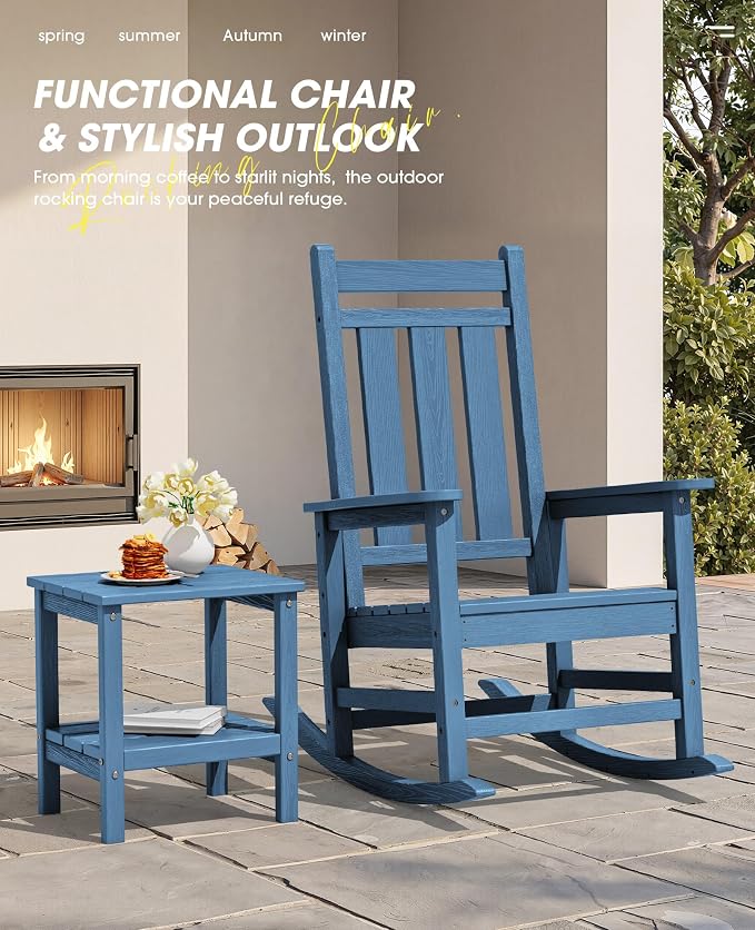 KINGYES Oversized Outdoor Rocking Chair Set of 6, All-Weather Patio Rocking - Image 9