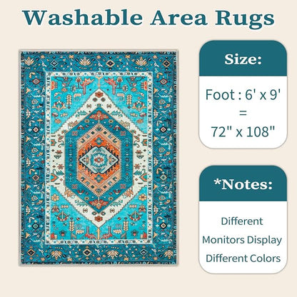 SERISSA 6x9 Washable Non Slip Boho Area Rug - Image 6