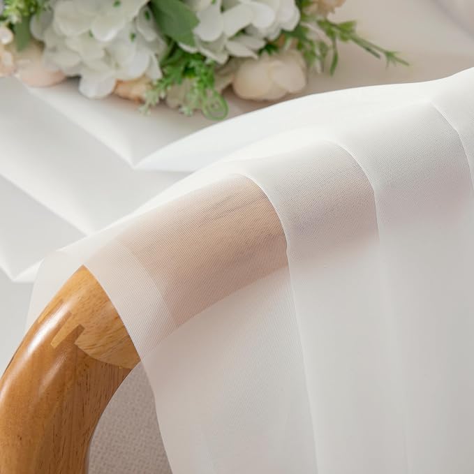 Simplebrand Ivory Sheer Curtains 108 Inches Long, Extra Long Rod Pocket Solid - Image 7