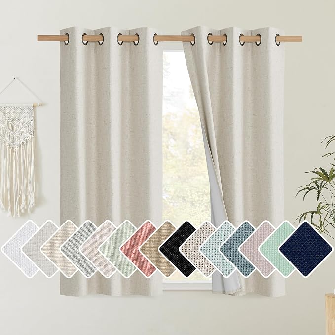 NICETOWN Natural Linen Complete Blackout Curtains 54 inches by NICETOWN