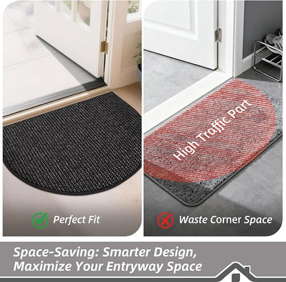 BEQHAUSE Dirt Trapper Door Mat 26" x 40" Half Circle Non Slip Rugs, Absorbent - Image 6