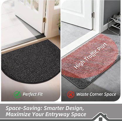 BEQHAUSE Dirt Trapper Door Mat 24" x 36" Half Circle Non Slip Rugs, Absorbent - Image 6