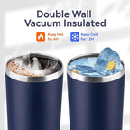 HASLE OUTFITTERS 12 oz Skinny Tumbler, Stainless Steel Insulated Slim Tumbler set bulk with Lid, Reusable Double Wall Travel Coffee Mug, Durable Powder Coated Travel Water Cup(Navy,12)