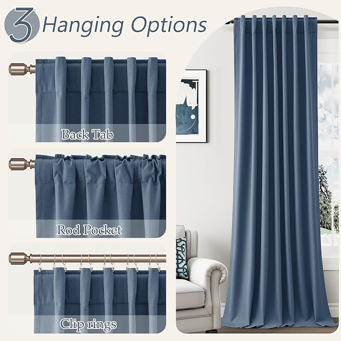 100% Blackout Curtains 108 Inch Length 2 Panels Set - Image 6