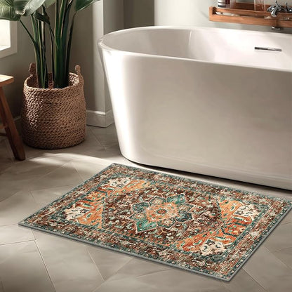Yamaziot Washable Area Rug, 2x3 Small Boho Vintage Entryway Non-Slip Rug | - Image 6