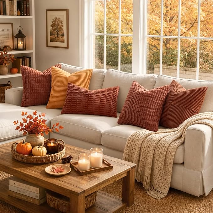 MIULEE Fall Decorative Throw Pillow Covers 16x16 Dark Rust Pack of 2 | - Image 4
