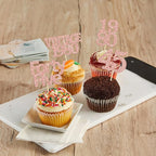 Gyufise 24Pcs 45th Birthday Cupcake Toppers Glitter Cheers to 45 Fabulous Forty Five Vintage 1980 Cupcake Picks 45th Birthday Wedding Anniversary Party Cake Decorations Supplies Rose Gold