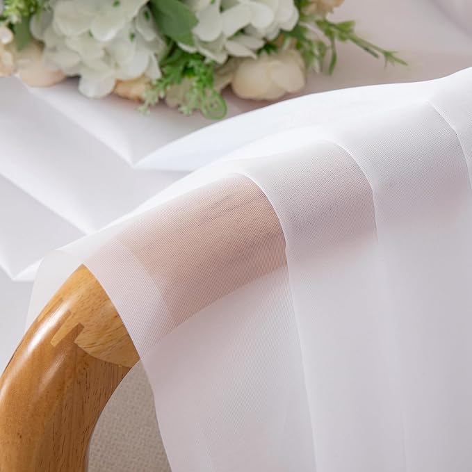 White Sheer Curtains 63 inch Length 2 Panels - Image 4