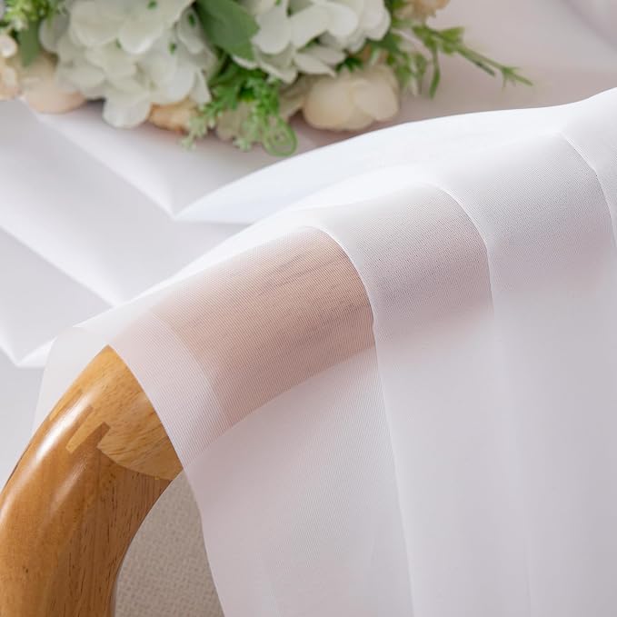 2 Panels Sheer White Curtains 72 Inches Length Window Treatment - Image 4