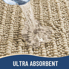 Arotive Luxury Chenille Bathroom Rug Mat, Extra Soft Thick Absorbent Shaggy Bath Rugs, Non-Slip Machine Wash Dry, Plush Bath Mats for Bathroom, Shower and Tub, 47x17, Beige