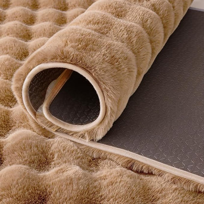 Coffee Rabbit Plush Rug 3'x5', Fluffy Shaggy Area Rug - Image 6