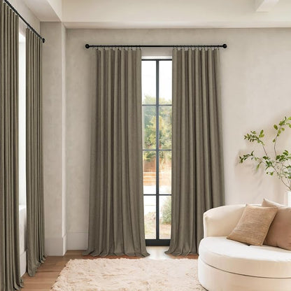 Brown Extra Long Blackout Curtains 108 Inch Long 9ft Back Tab Pocket Light - Image 2
