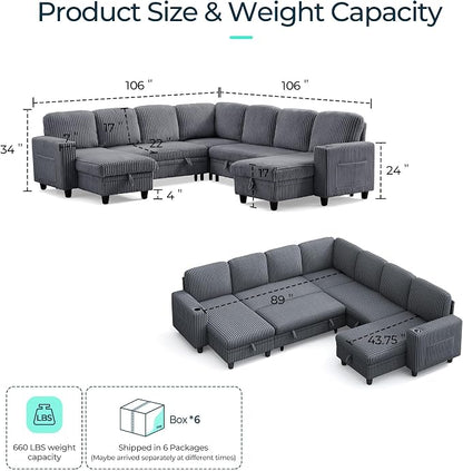 LINSY HOME Sectional Sleeper Sofa Pull Out Couches - Image 2