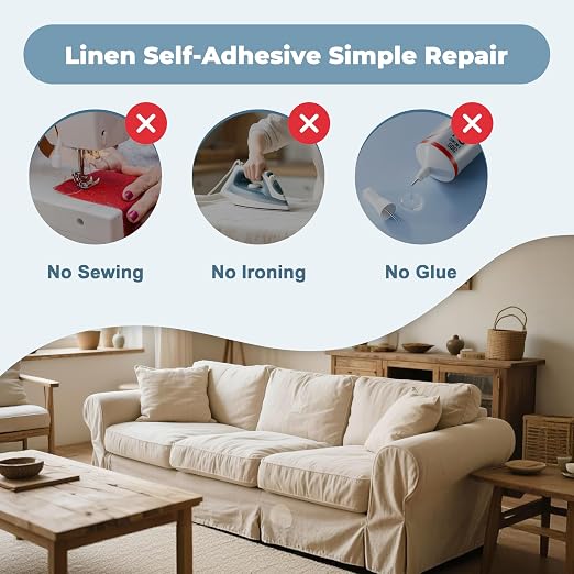 BESEZX Linen Fabric Repair Patch，3 PCS 9 * 11 Inch Self-Adhesive Couch Fabric - Image 3