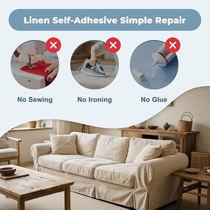 BESEZX Linen Fabric Repair Patch，3 PCS 9 * 11 Inch Self-Adhesive Couch Fabric - Image 3