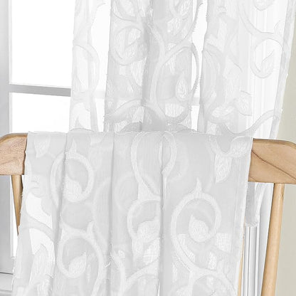 Furman Cafe Curtains 30 Inch Length 2 Panels Set, Elegant Geometric Jacquard - Image 8