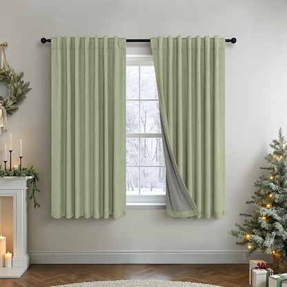 Light Sage Green Short Blackout Curtains by Pitalk