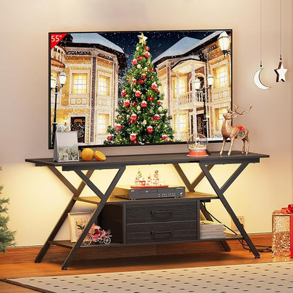 Simoretus TV Stand with Power Outlet and LED Lights, Fits TVs up to 65” - Image 8