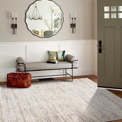 5x7 Area Rugs for Living Room Bedroom Dining Room Washable Beige Ivory | Soft - Image 9