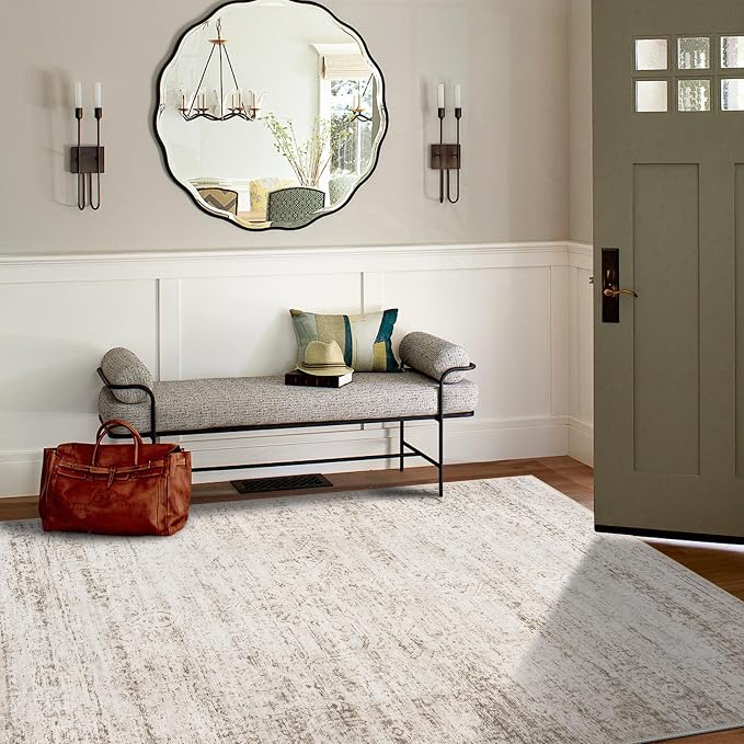 6x9 Area Rugs for Living Room Bedroom Dining Room Washable Beige Ivory | Soft - Image 3