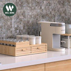 Bamboo K-Cup Pods Holder Organizer - 60 Pod Capacity with 2 Sliding Drawers & 2 Coffee Pod Holder Inserts, Elegant Tea Bag Storage Box for Home, Office & Kitchen Countertop (39.4"x8.2"x8.2")