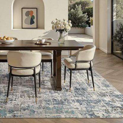 DMOYEST Area Rug Living Room Rugs 9x12 Washable Abstract Carpet | Neutral - Image 4