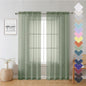 Sage Green Sheer Curtains 72 Inches Long 2 Panels Set, Rustic Voile Window by Lecloud