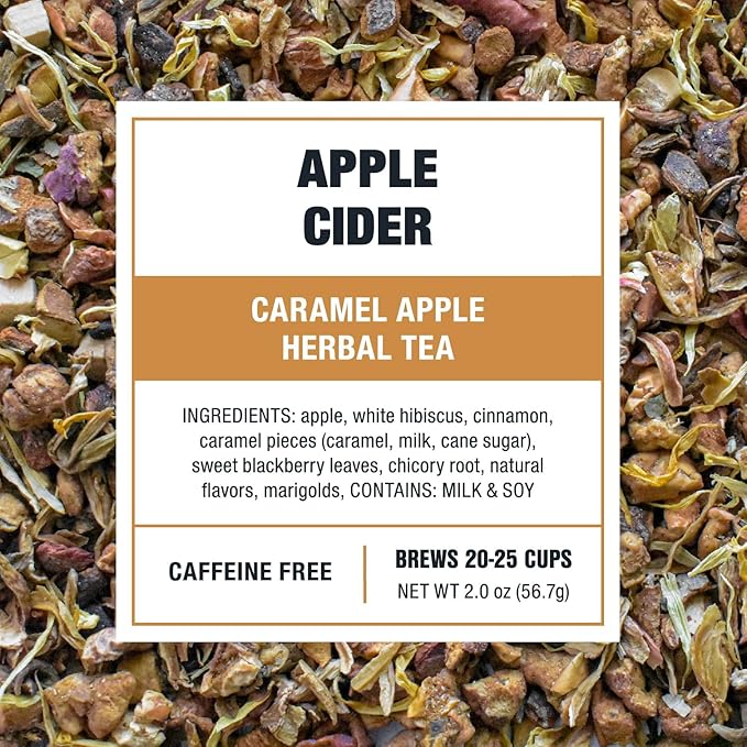 Tiesta Tea - Apple Cider, Loose Leaf, Caramel Apple Herbal Tea, Non-Caffeinated, Makes Hot or Iced Up to 20-25 Cups, 2oz Resealable Pouch