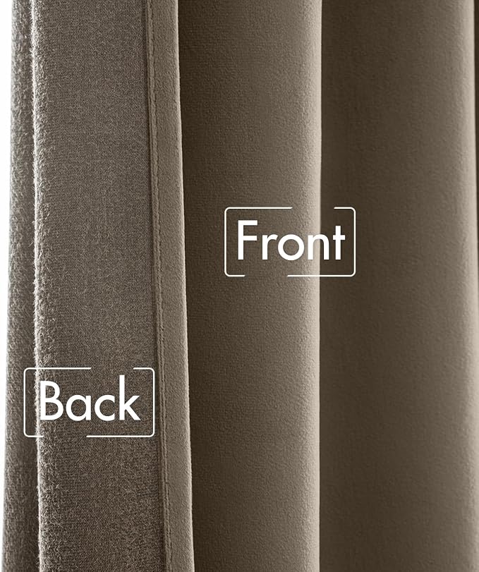 MIULEE Taupe Velvet Curtains 52x84 inches Luxury Blackout Curtains | Thermal - Image 6
