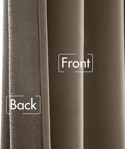 MIULEE Taupe Velvet Curtains 52x90 inches Luxury Blackout Curtains | Thermal - Image 6