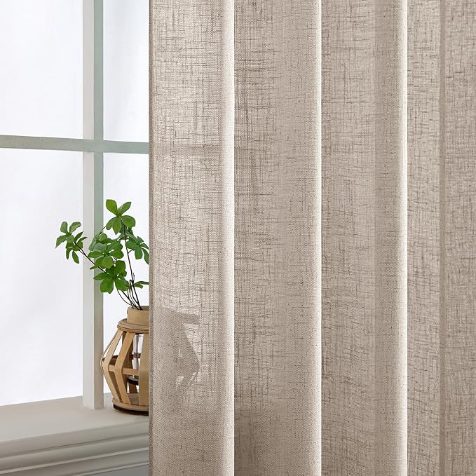MIULEE Natural Linen Curtains 52x90 Inch Long 2 Panels - Image 5