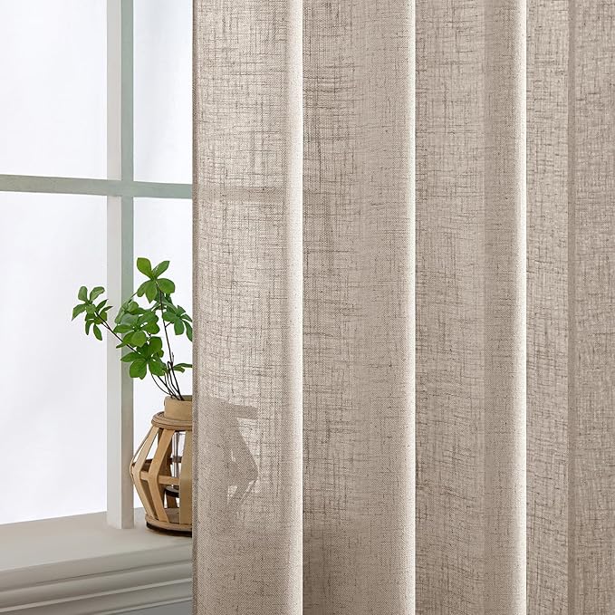 MIULEE Natural Linen Curtains 52x54 Inch Length - Image 5