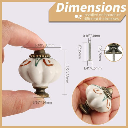 Ivory Pumpkin Knobs 2 Pack Ceramic Cabinet Knobs Vintage Drawer Pulls - Image 4