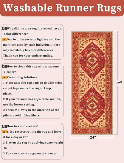 SERISSA 2x5 Washable Non Slip Boho Runner Rug - Image 2