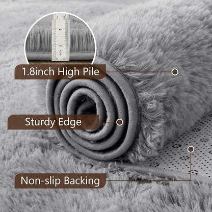 5'3''x7'5'' Grey Fluffy Soft Area Rug Non-Slip - Image 6