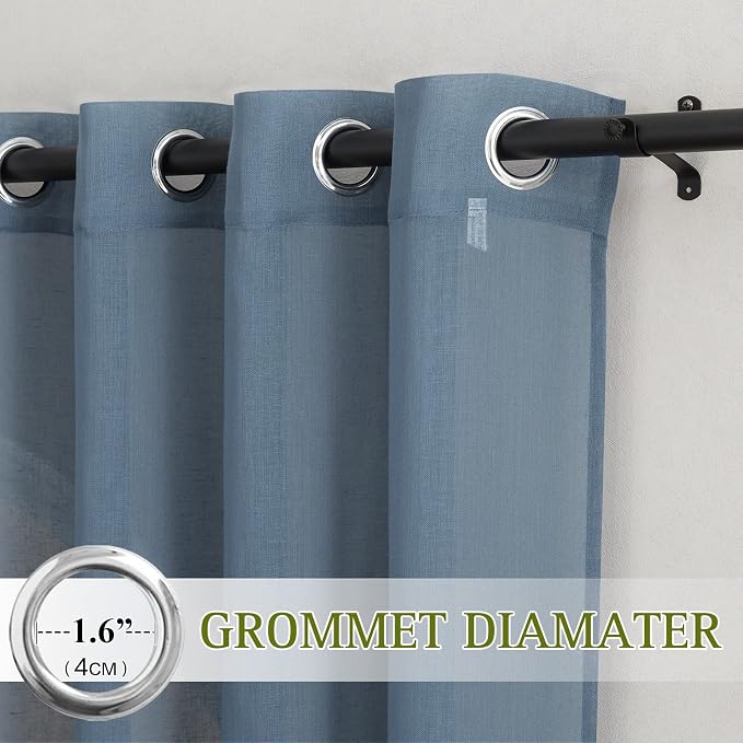 NICETOWN Linen Curtains Stone Blue - Image 3