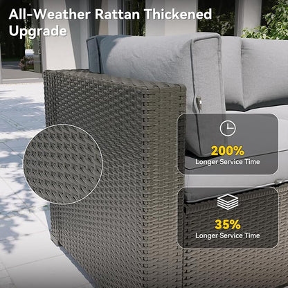 Aoxun Patio Furniture Set, 11 Piece Outdoor Sectional Sofas - Image 4