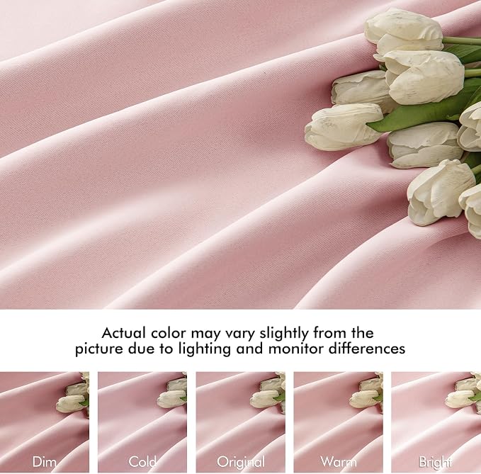 MIULEE Light Pink Back Tab Blackout Curtains 52x96 Inch Long 2 Panels Set | Rod - Image 8