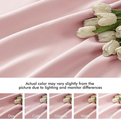 MIULEE Light Pink Back Tab Blackout Curtains 52x63 Inches Long 2 Panels Set | - Image 8